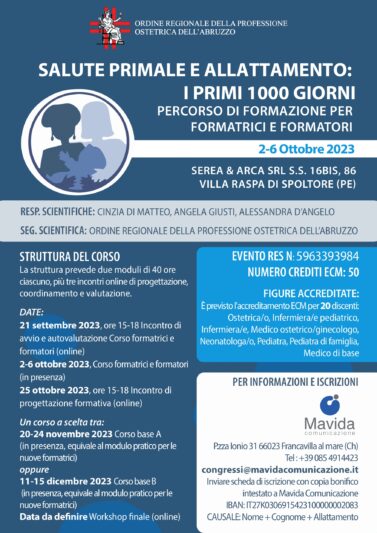 Corso Formativo “Salute primale e allattamento: i primi 1000 giorni percorso di formazione formatrici e formatori”